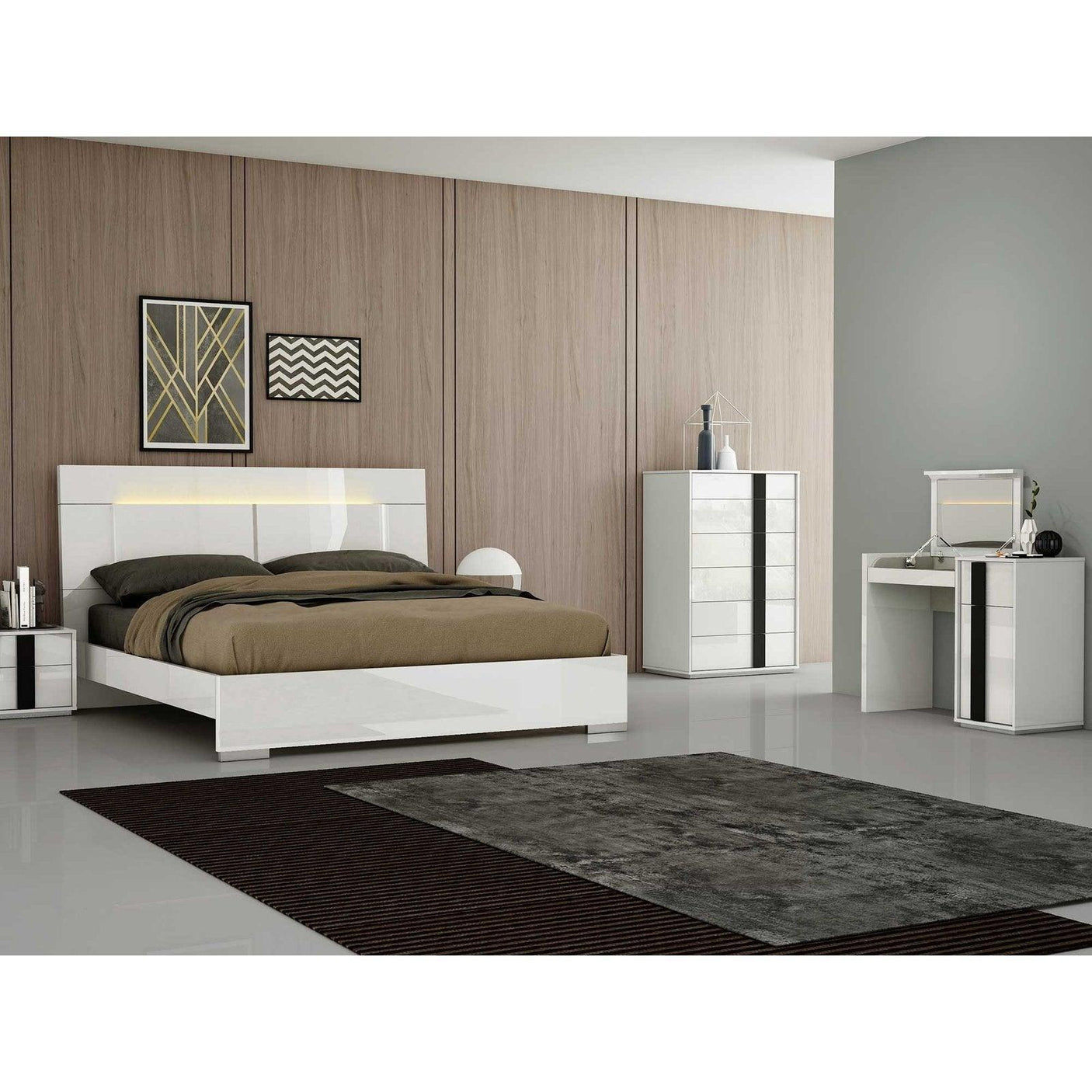 Whiteline Kimberly Queen Bed BQ1617-WHT - Bedroom Depot USA