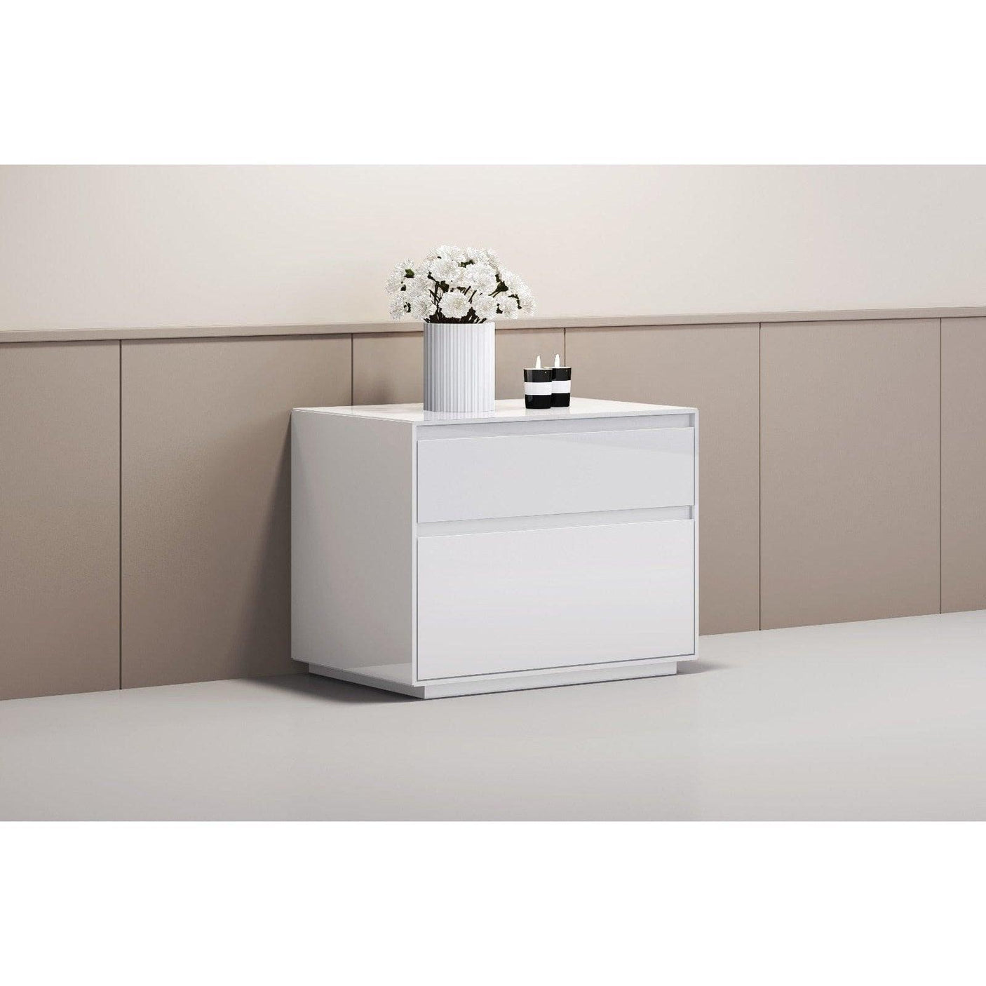 Whiteline Malibu Nightstand NS1367-WHT - Bedroom Depot USA