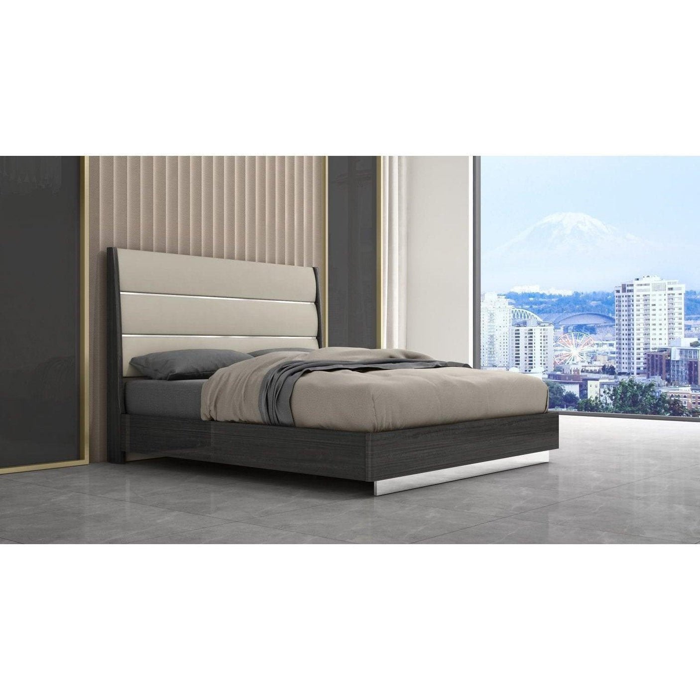 Whiteline Pino Bed King BK1752-DGRY/LGRY - Bedroom Depot USA