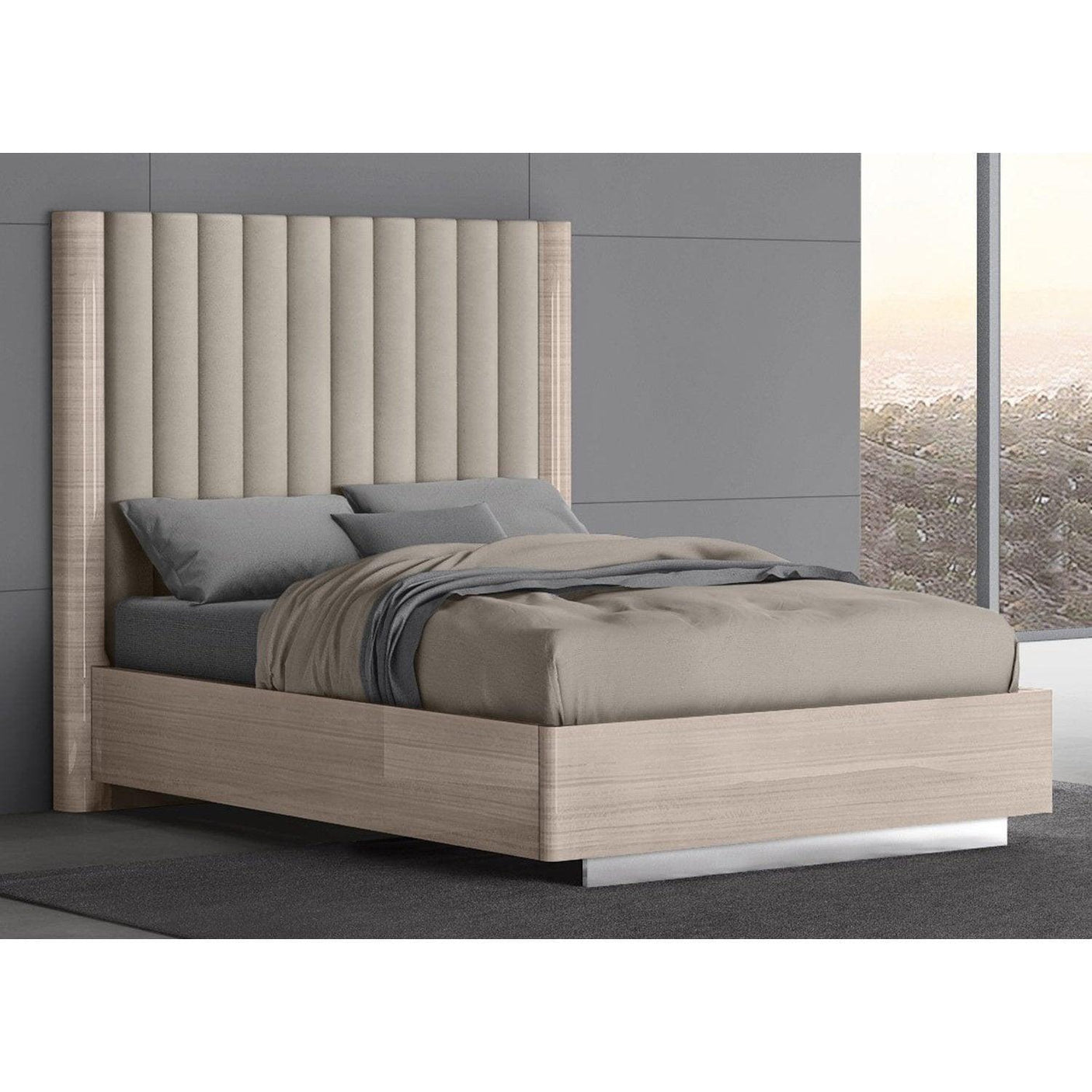 Whiteline Waves Bed Full BF1753-BEI/BEI - Bedroom Depot USA